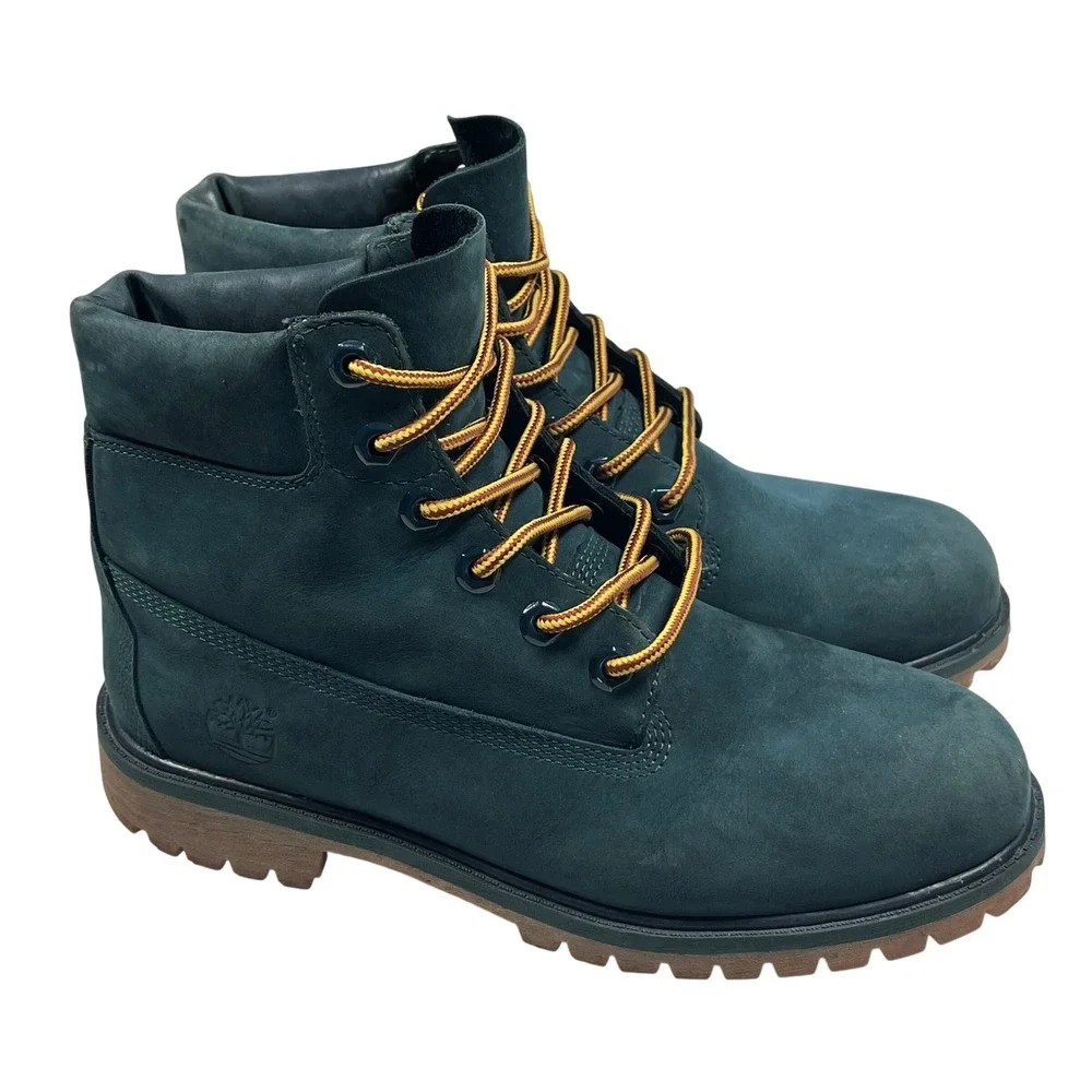 Timberland 6 Inch Premium Boys Size 7 Teal Nubuck Waterproof Boots A1P6A Hiking